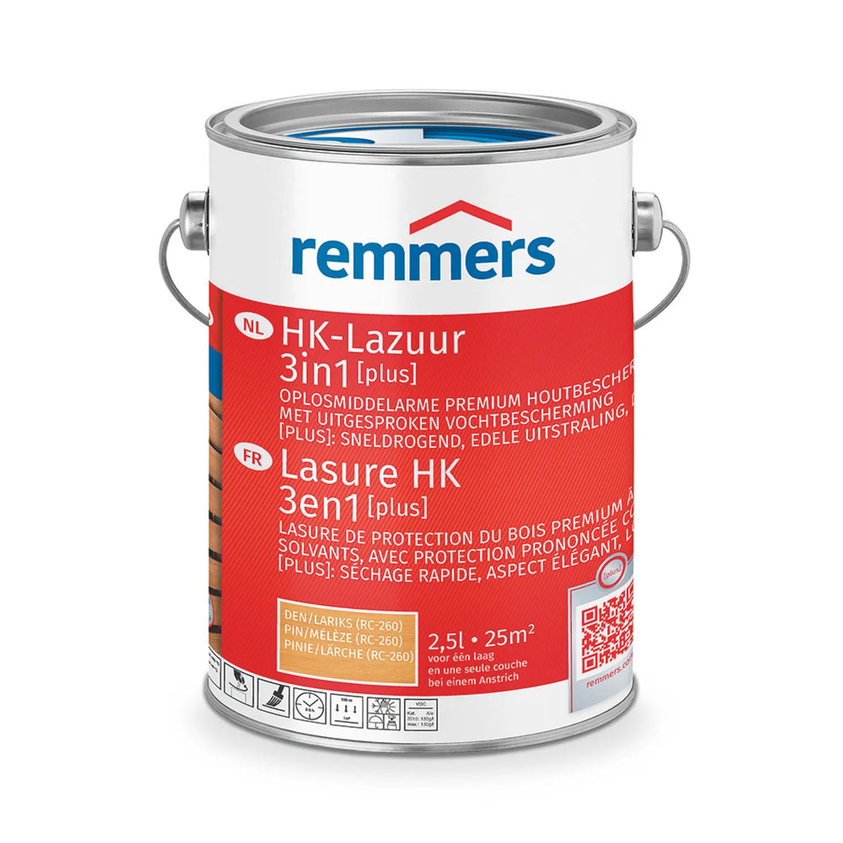 Remmers HK-Lazuur 3in1 PLUS Pine/Lariks 2,5 liter blik
