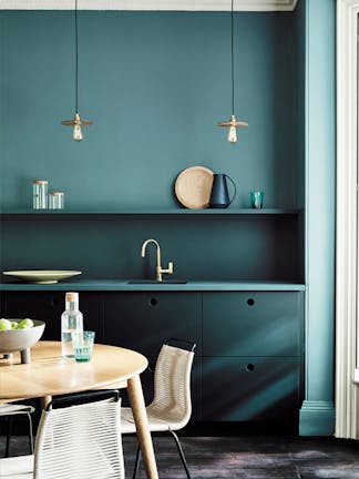 Blauw-groene muurverf