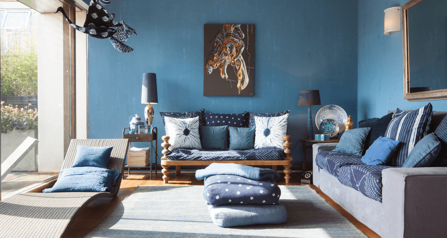Denim blauwe muurverf