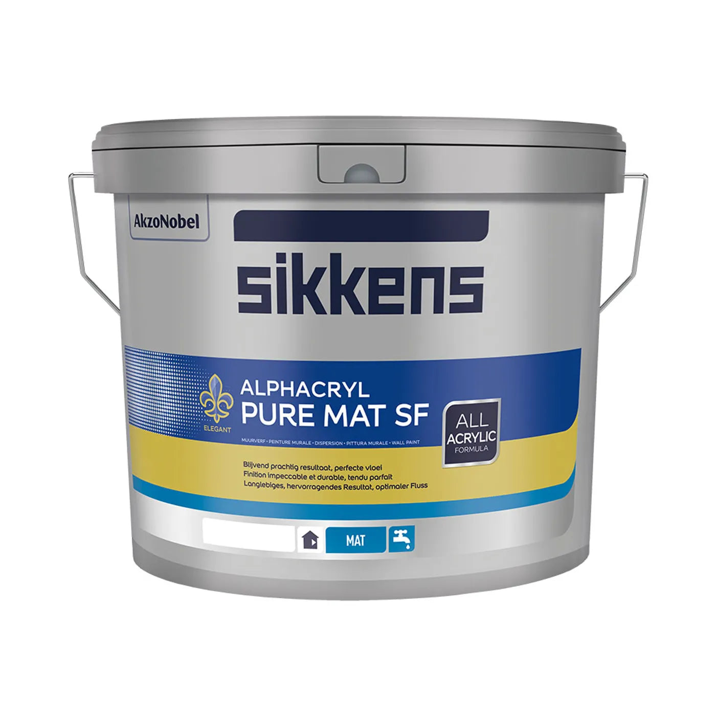 Sikkens Alphacryl Pure Mat SF muurverf met extra matte afwerking voor binnenmuren en plafonds