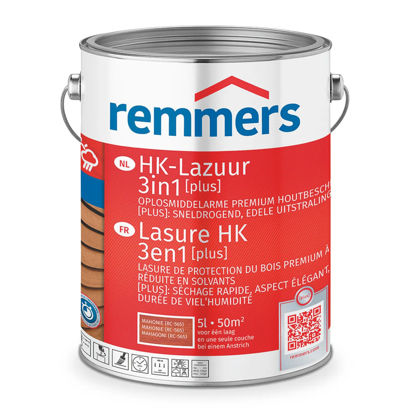 Remmers HK-Lazuur 3in1 [PLUS] - Mahonie - Houtbeits