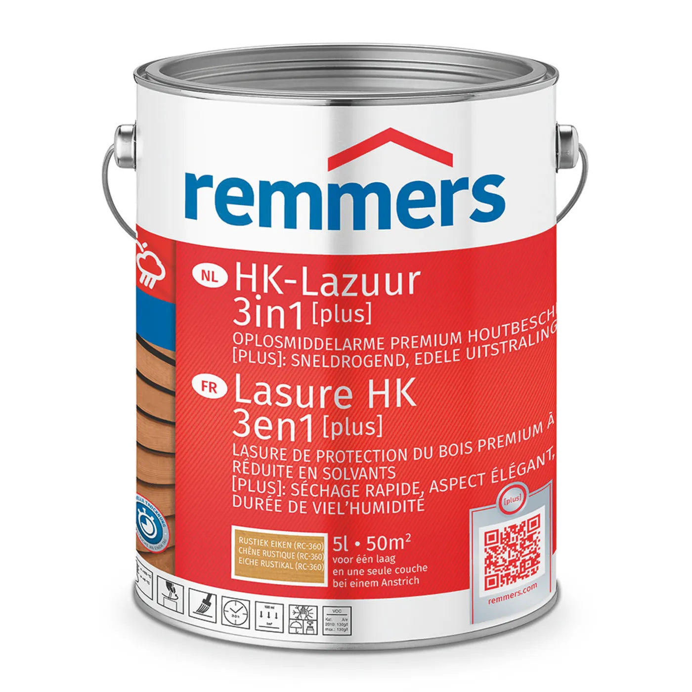 Remmers HK-Lazuur 3in1 [PLUS] - Rustiek Eiken - Houtbeits