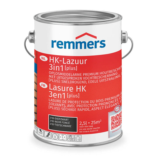 Remmers HK-Lazuur 3in1 [PLUS] - Diepzwart - Houtbeits
