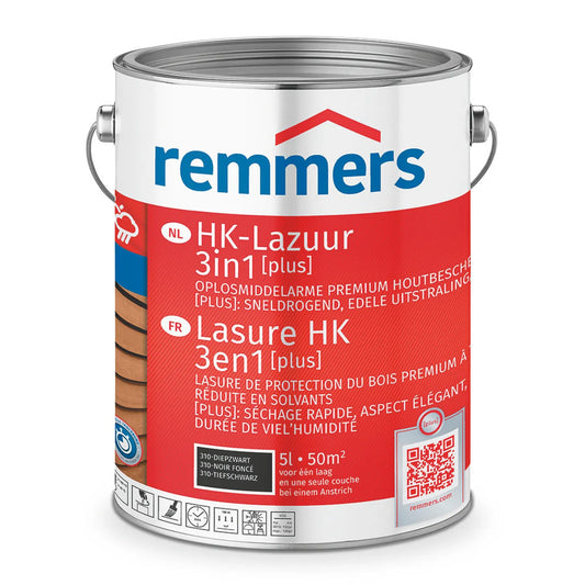 Remmers HK-Lazuur 3in1 [PLUS] - Diepzwart - Houtbeits