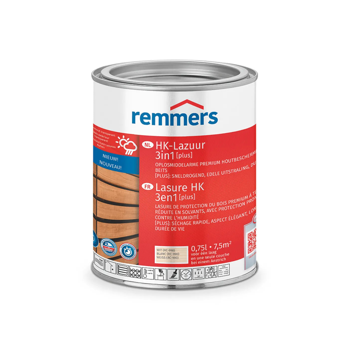 Remmers HK-Lazuur 3in1 [PLUS] - Wit - Houtbeits