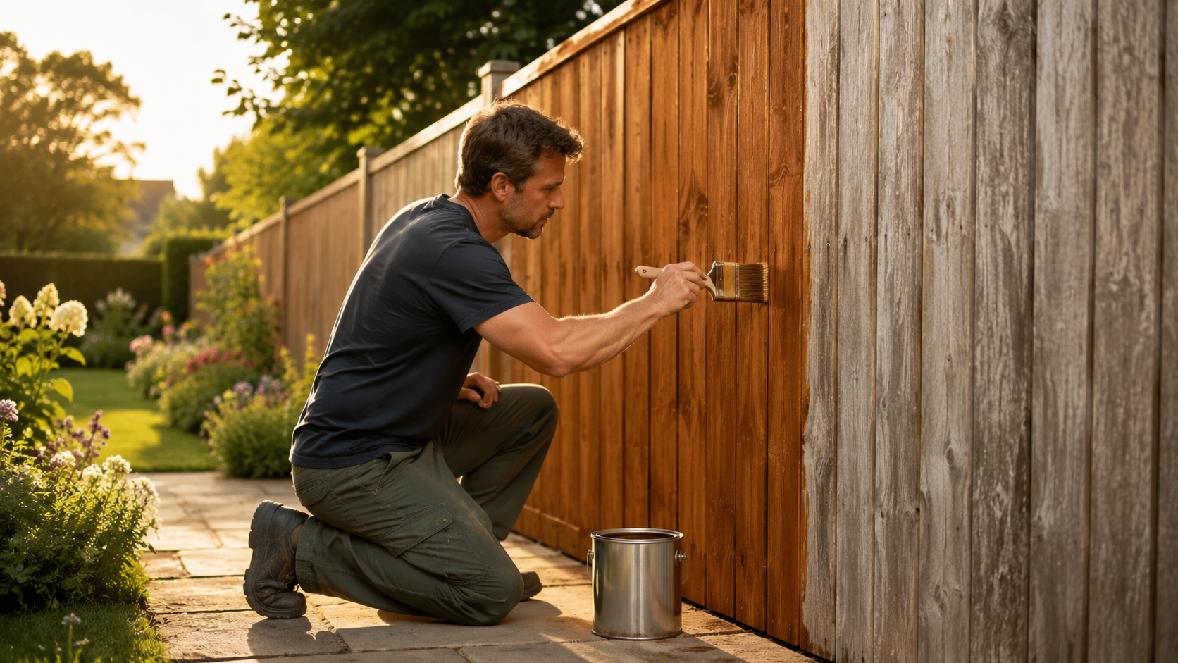 Schutting beitsen in augustus, op deze manier blijft hout beter beschermd