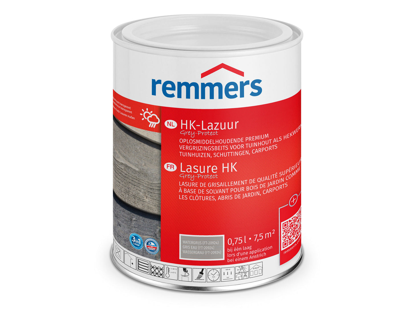 Remmers HK-Lazuur 3in1 - Watergrijs - Houtbeits