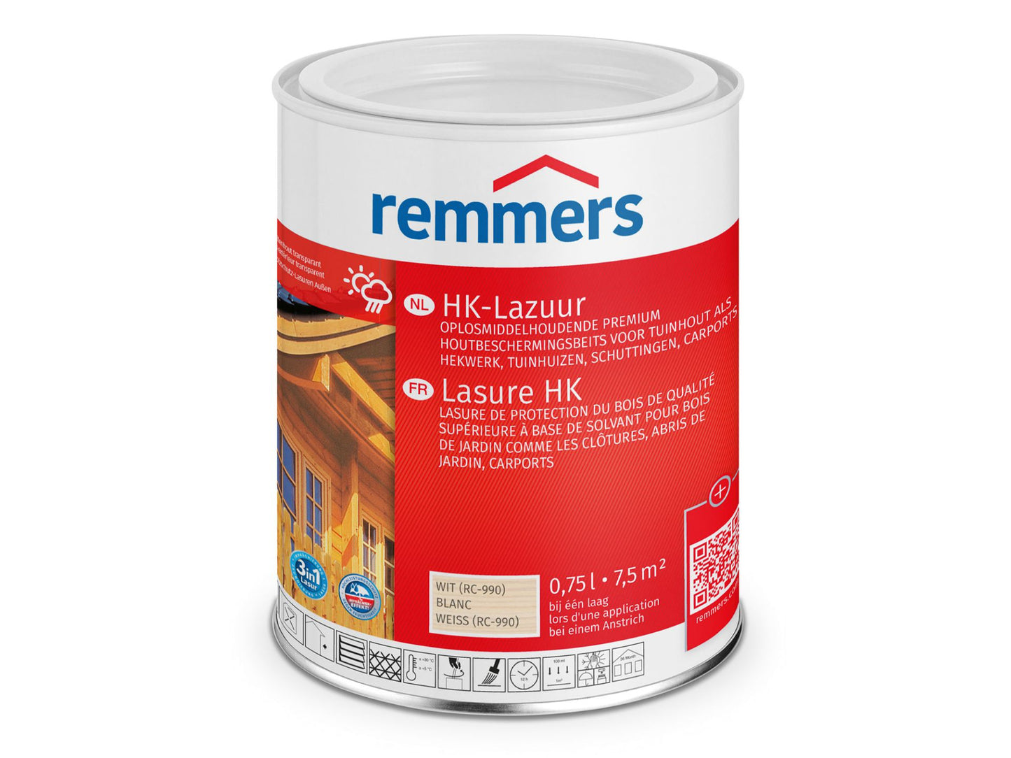 Remmers HK-Lazuur 3in1 - Wit - Houtbeits